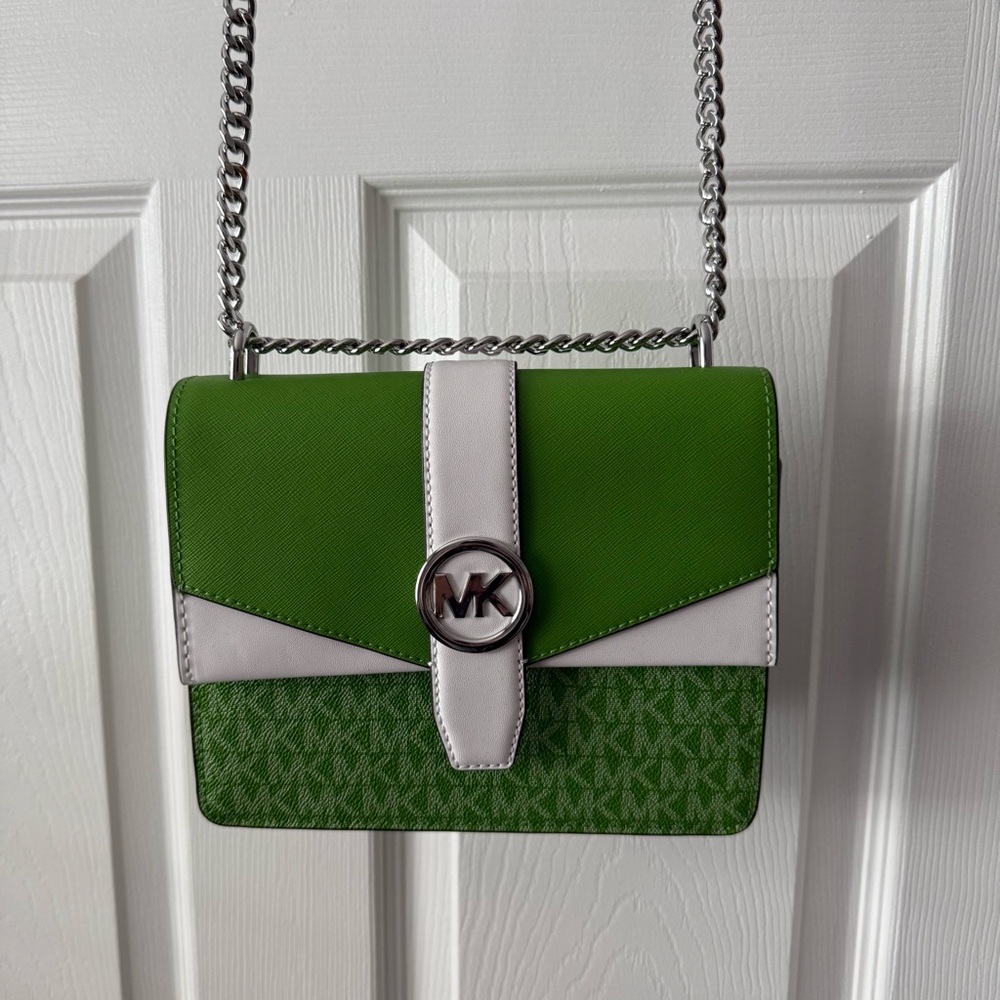 Michael Kors Two-Tone Green and White Crossbody Bag